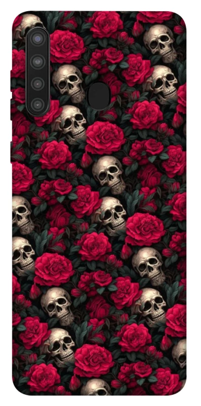 Чохол на Samsung Galaxy A21 Черепа та рози фото 1 з 1