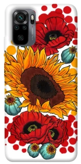 Чехол на Xiaomi Redmi Note 10 / Note 10s Подсолнечники и маки фото 1 из 1