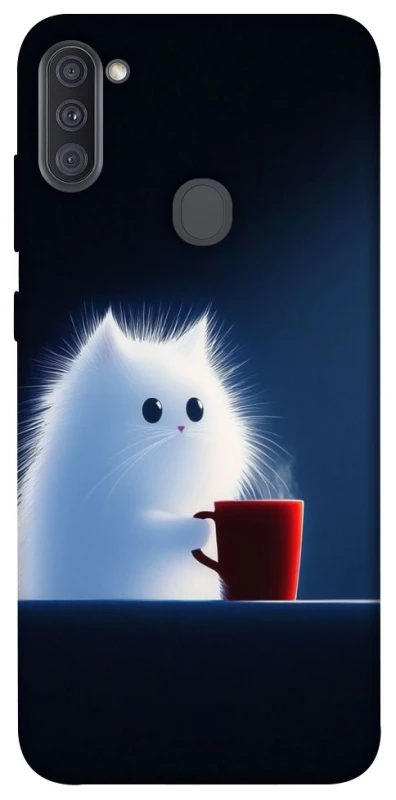 Чехол на Samsung Galaxy A11 Чехол кот с кофе фото 1 из 1