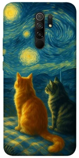 Чехол на Xiaomi Redmi 9 Cats under the stars фото 1 из 1