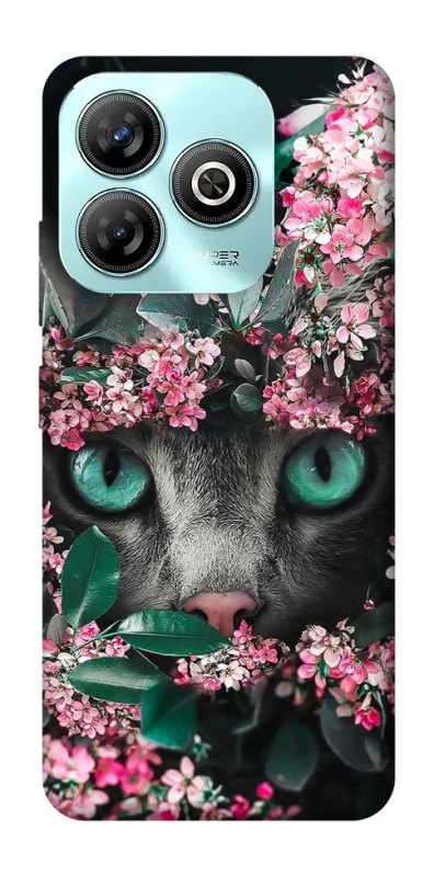 Чохол на ZTE Blade A75 4G Кіт в квітах фото 1 з 1