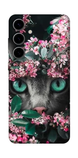 Чехол на Samsung Galaxy S25 Кот в цветах фото 1 из 1