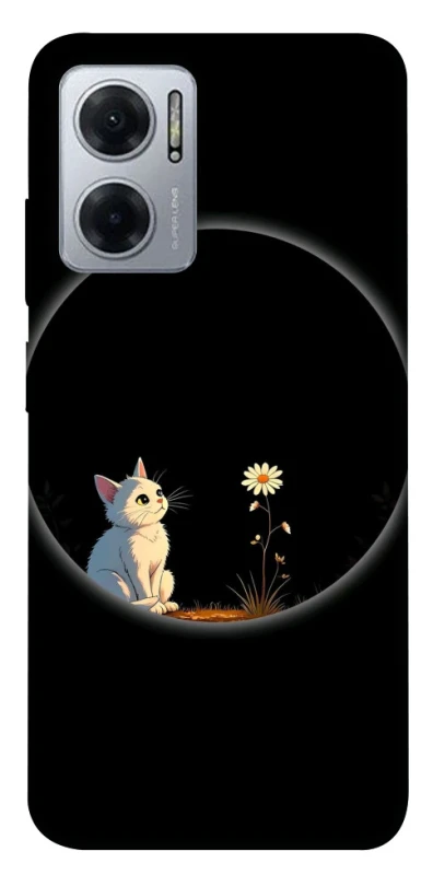 Чехол на Xiaomi Redmi Note 11E Cat and flower фото 1 из 1