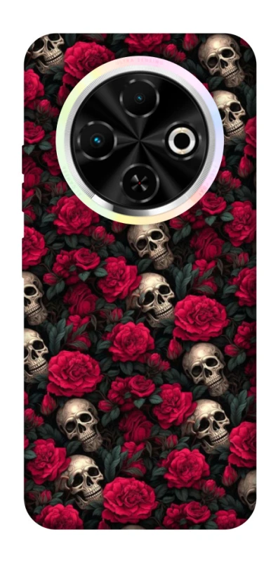 Чехол на TECNO Spark 30C Черепа и розы фото 1 из 1