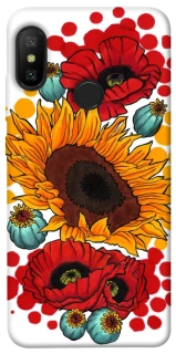 Чехол на Xiaomi Mi A2 Lite / Xiaomi Redmi 6 Pro Подсолнечники и маки фото 1 из 1
