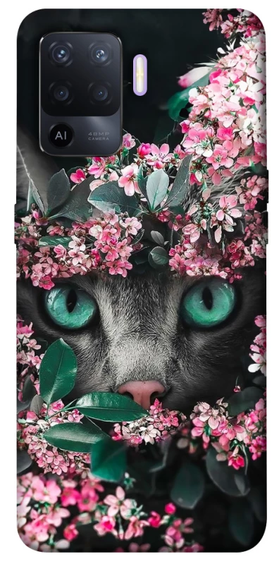 Чехол на Oppo A94 Кот в цветах фото 1 из 1