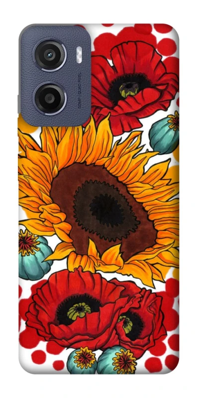 Чохол на Motorola Moto E15 Соняшники та маки фото 1 з 1