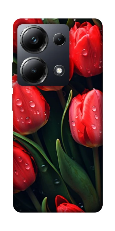 Чехол на Xiaomi Poco M6 Pro 4G Красные тюльпаны фото 1 из 1