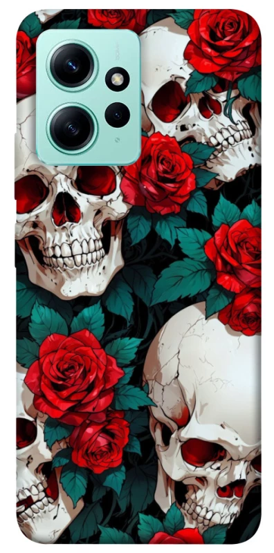 Чохол на Xiaomi Redmi Note 12 4G skull and rose фото 1 з 1