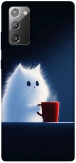 Чехол на Samsung Galaxy Note 20 Чехол кот с кофе фото 1 из 1