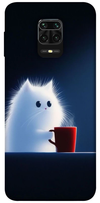 Чехол на Xiaomi Redmi Note 9s / Note 9 Pro / Note 9 Pro Max Чехол кот с кофе фото 1 из 1