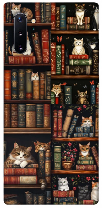 Чехол на Samsung Galaxy Note 10 Plus Cats & Books фото 1 из 1
