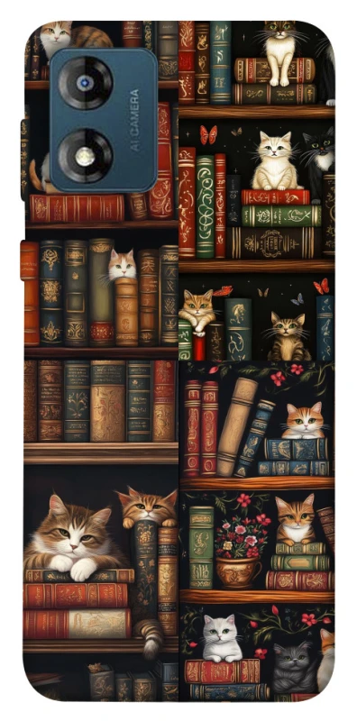 Чохол на Motorola Moto E13 Cats & Books фото 1 з 1