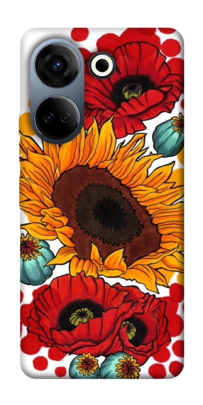 Чохол на TECNO Camon 20 Pro (CK7n) Соняшники та маки фото 1 з 1