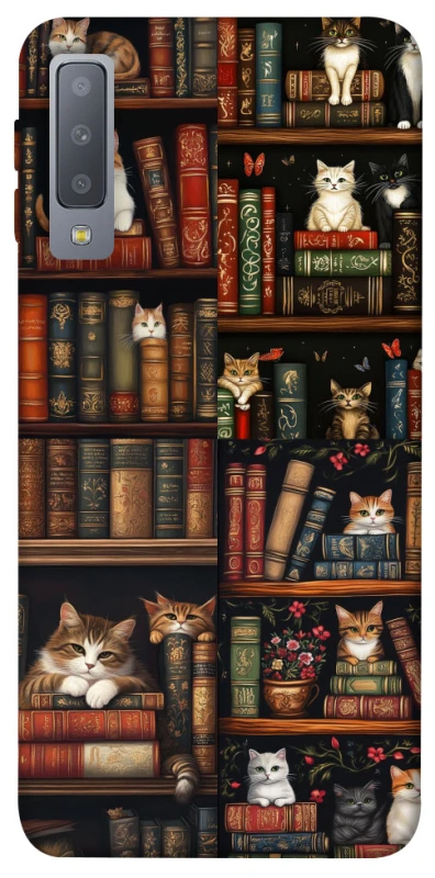 Чохол на Samsung A750 Galaxy A7 (2018) Cats & Books фото 1 з 1