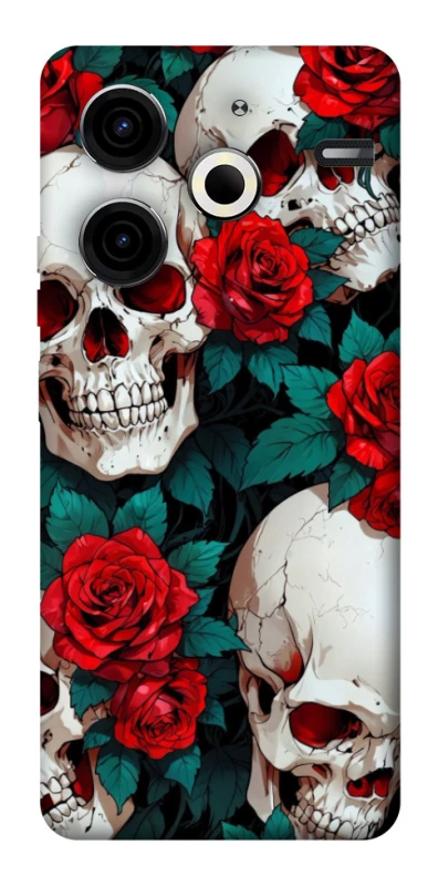 Чохол на TECNO Pova 6 Neo (LI6) skull and rose фото 1 з 1