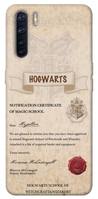Чохол на Oppo A91 The Hogwarts acceptance letter фото 1 з 1