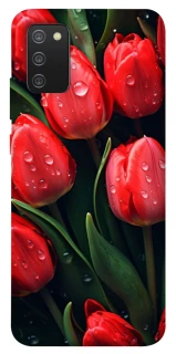Чохол на Samsung Galaxy A02s Червоні тюльпани фото 1 Чохол на Samsung Galaxy A02s Червоні тюльпани фото 1 з 1