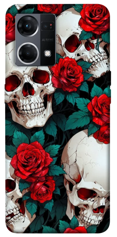 Чохол на Oppo Reno 7 4G skull and rose фото 1 з 1