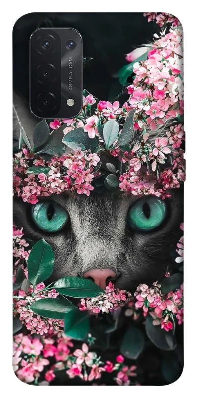 Чохол на Oppo A54 5G / A74 5G Кіт в квітах фото 1 з 1