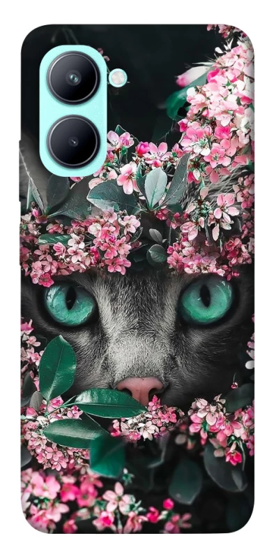 Чохол на Realme C33 Кіт в квітах фото 1 з 1