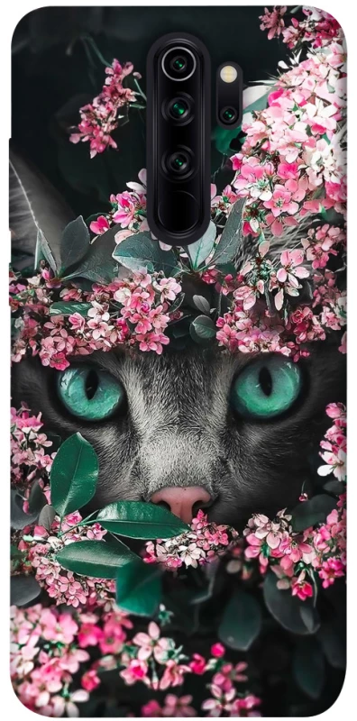 Чехол на Xiaomi Redmi Note 8 Pro Кот в цветах фото 1 из 1