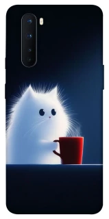 Чехол на OnePlus Nord Чехол кот с кофе фото 1 из 1