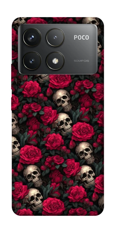 Чохол на Xiaomi Poco F6 Pro Черепа та рози фото 1 з 1