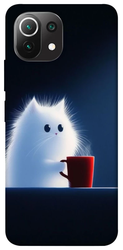 Чехол на Xiaomi Mi 11 Lite Чехол кот с кофе фото 1 из 1