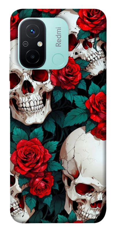 Чохол на Xiaomi Redmi 12C / Poco C55 skull and rose фото 1 з 1