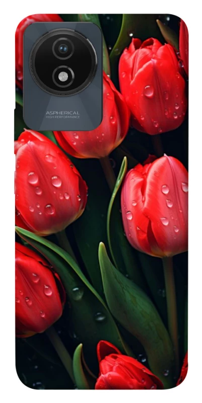 Чохол на Vivo Y02 Червоні тюльпани фото 1 з 1