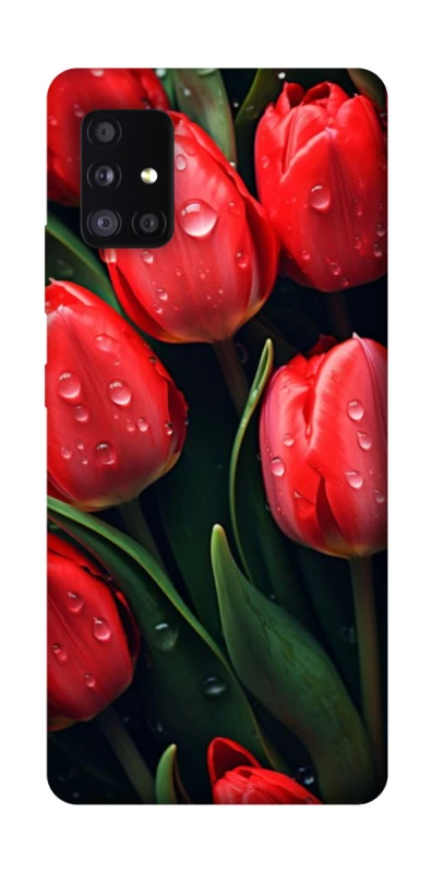 Чохол на Samsung Galaxy A51 5G Червоні тюльпани фото 1 Чохол на Samsung Galaxy A51 5G Червоні тюльпани фото 1 з 1