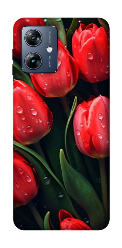Чехол на Motorola Moto G54 Power Красные тюльпаны фото 1 из 1