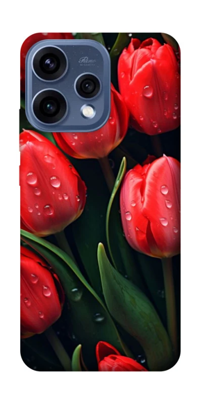 Чехол на Oppo Reno 15 Красные тюльпаны фото 2 из 2