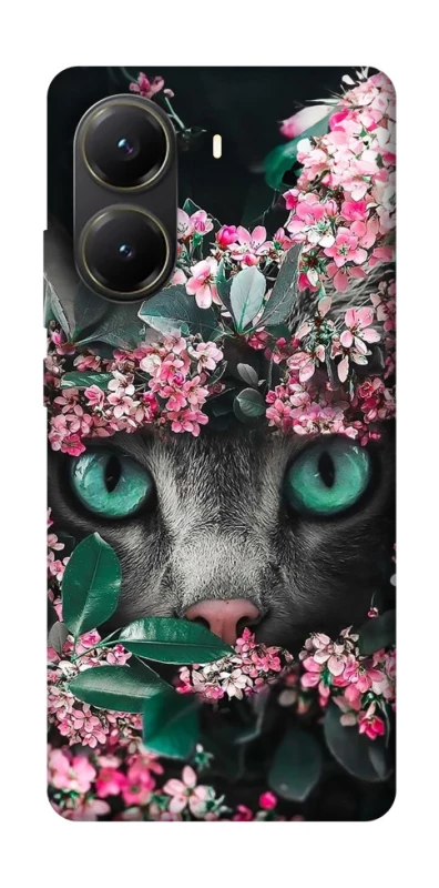 Чохол на Xiaomi Poco X6 Pro Кіт в квітах фото 1 з 1