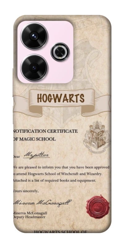 Чехол на Xiaomi Redmi 13 4G The Hogwarts acceptance letter фото 1 из 1