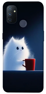 Чехол на OnePlus Nord N100 Чехол кот с кофе фото 1 из 1