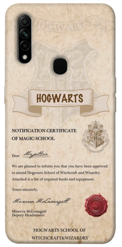 Чохол на Oppo A31 The Hogwarts acceptance letter фото 1 з 1