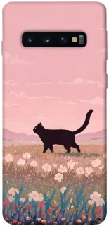 Чехол на Samsung Galaxy S10 cat on a field фото 1 из 1