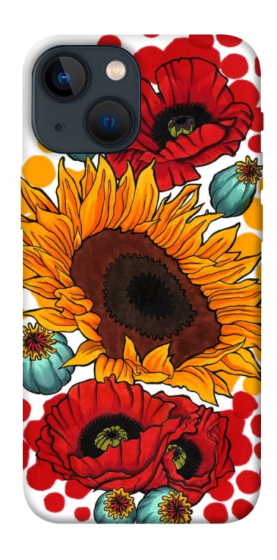 Чохол на Apple iPhone 13 mini (5.4") Соняшники та маки фото 1 з 1