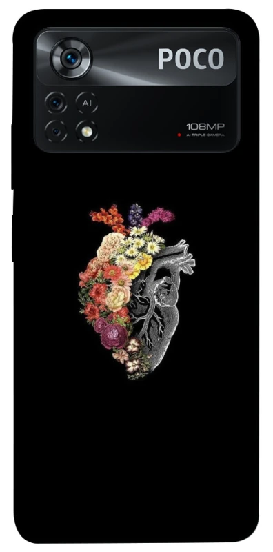 Чохол на Xiaomi Poco X4 Pro 5G Heart with flowers фото 1 з 1