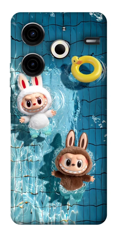 Чохол на TECNO Pova 6 Neo (LI6) Labubu in the pool фото 1 з 1