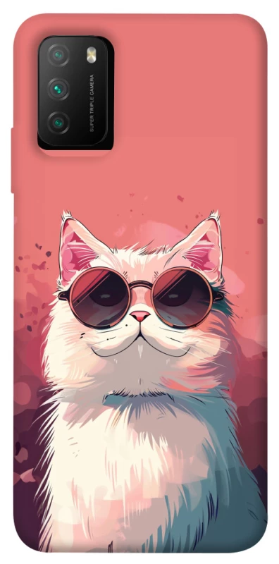 Чохол на Xiaomi Poco M3 Сat with glasses фото 1 з 1