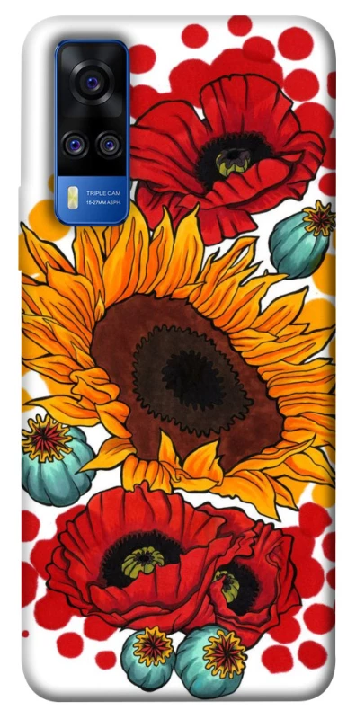 Чехол на Vivo Y51a Подсолнечники и маки фото 1 из 1