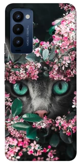 Чехол на TECNO Camon 18 Кот в цветах фото 1 из 1