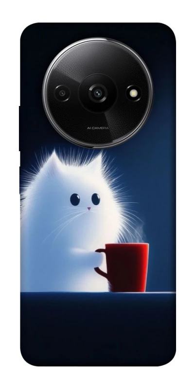Чехол на Xiaomi Redmi A3 Чехол кот с кофе фото 1 из 1