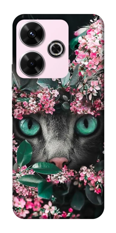 Чехол на Xiaomi Poco M6 4G Кот в цветах фото 1 из 1