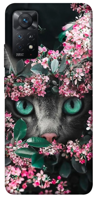 Чехол на Xiaomi Redmi Note 11 Pro 4G/5G Кот в цветах фото 1 из 1