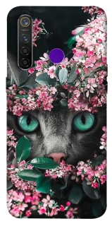 Чехол на Realme 5 Pro Кот в цветах фото 1 из 1