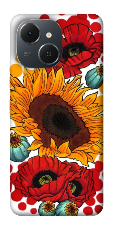 Чохол на TECNO Spark 40C Соняшники та маки фото 1 з 1